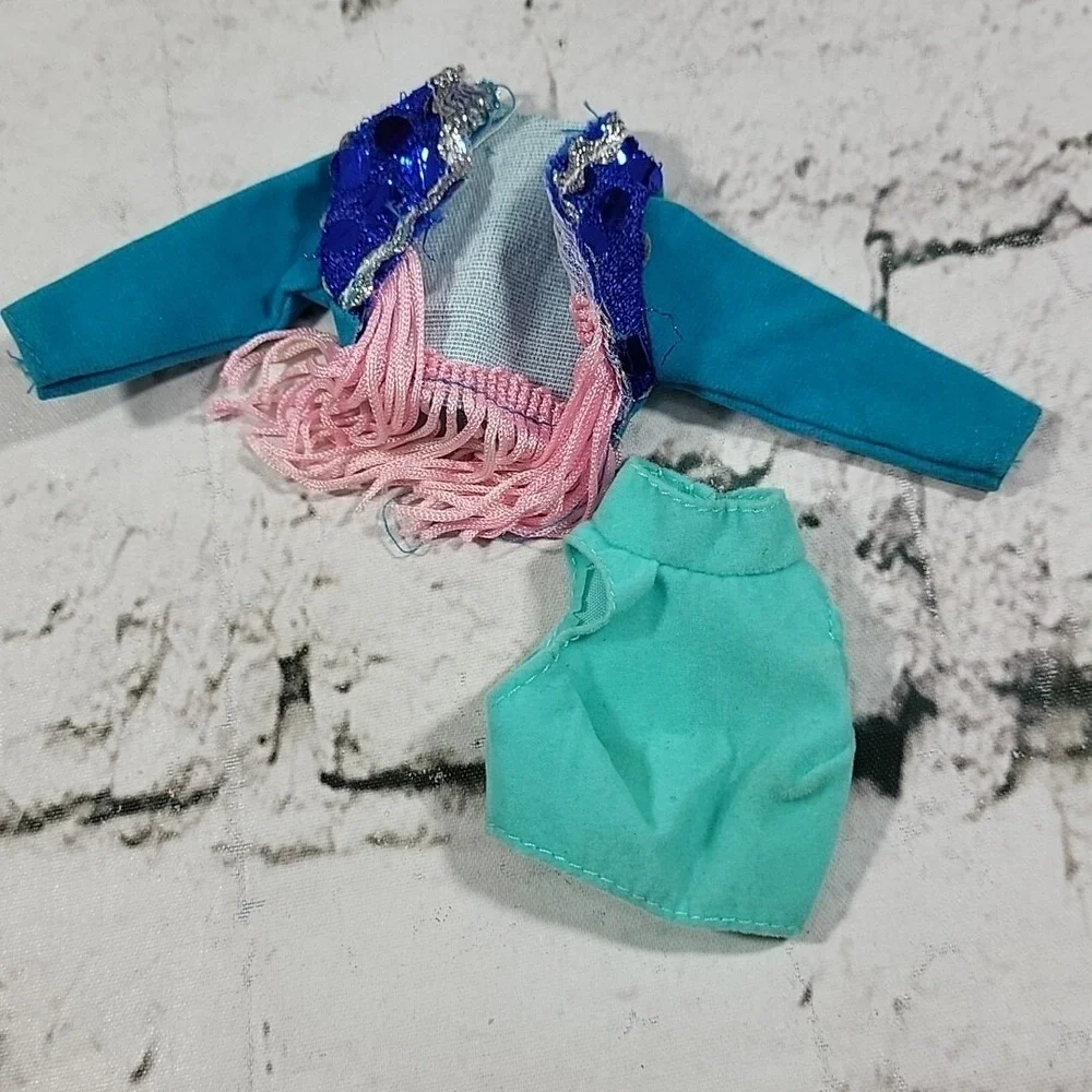 Vintage 80's Barbie Clothes Velvet Tops Western‎ Fringe Denim Jean Skirts Mattel